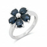 Anillo Flor Chica Plata Con Piedras Preciosas