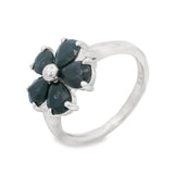 Anillo Flor Chica Plata Con Piedras Preciosas
