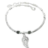 Pulsera Rigida de Plata con Dije de Hoja