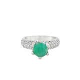 Anillo Solitario Esmeralda Con Circonias Esmeralda / 6