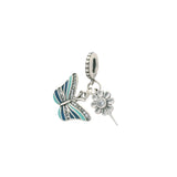 Charm de Mariposa con Flor Rosa