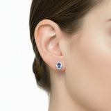 Arete Flor de Amatista con Circonia