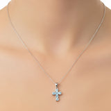 Collar Clavel de Topacio Azul