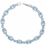 Pulsera De Piedra Natural Ovalo Topaz Azul
