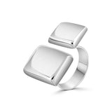 Anillo De Formas Cuadradas De Plata Liso / #7