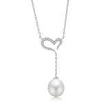 Collar Corazón con Perla Colgante