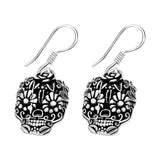 Arete Colgante Catrina Flores De Plata