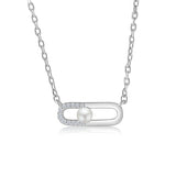 Collar Clip de Perla con Circonia