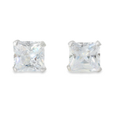 Broquel Cuadrado de Plata con Circonia Blanco