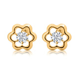 Aretes De Oro Flor Con Circonia