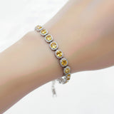 Pulsera De Piedra Natural Citrina Rectangular Con Circonia