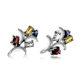 Aretes De Ramo De Plata Plata / Multicolor