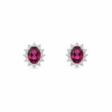 Aretes Flor de Rubí con Circonia