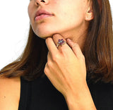 Anillo Flor Con Marquesita y Piedras Preciosas