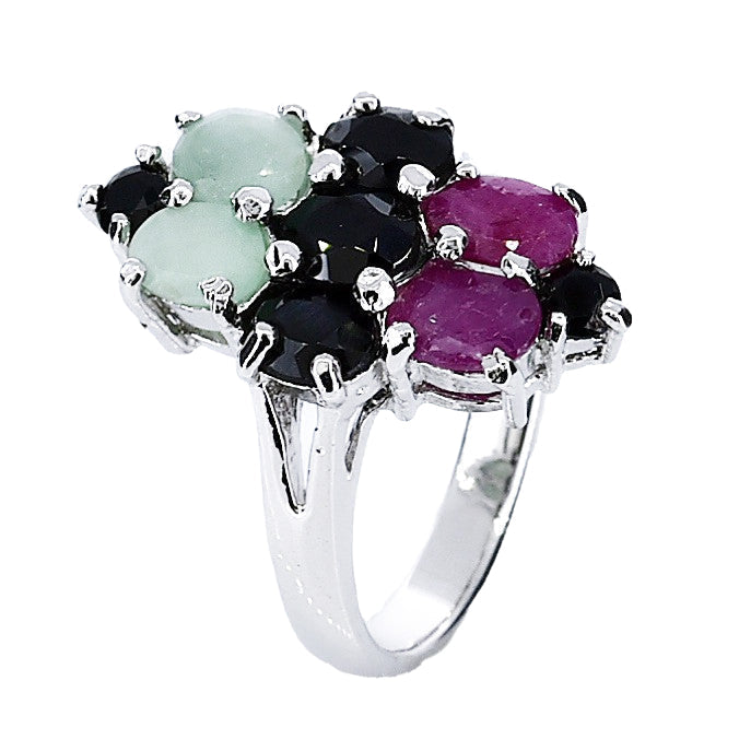 Anillo De Moldavita Y Diamantes Herkimer En Plata De Ley | Meses Sin