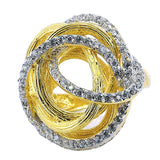 Anillo de Flor de Plata con Circonia y Chapa de Oro