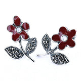 Aretes De Flor Plata Con Marquesita