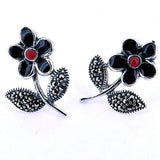 Aretes De Flor Plata Con Marquesita