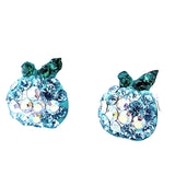 Aretes De Manzana Plata Con Cristal