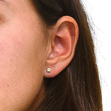 Aretes De Oro Bisel Cuadrado #3