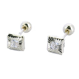 Aretes De Oro Bisel Cuadrado #3