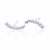 Aretes De Plata Con Circonia Curva