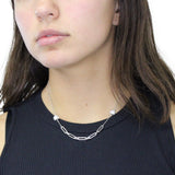 Collar De Plata Con Circonia Eslabón Con Circulos