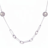 Collar De Plata Con Circonia Eslabón Con Circulos