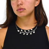 Collar Hojas De Perla Cultivada De Plata