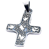 Cruz De Plata Con Dibujo De Pájaros
