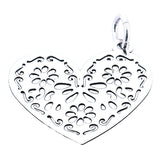 Dije Corazón Con Flores De Plata