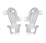 Aretes De Cactus De Plata Plata