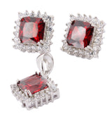 Juego De Cuadrado Plata Con Circonia