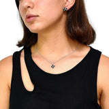 Juego De Flor Plata Con Circonia