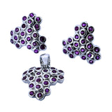 Juego De Racimo De Uvas Plata Con Circonia