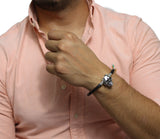 Pulsera De Caucho Con Dije Calavera De Plata