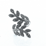 Anillo De Plata Hoja Con Marquesita