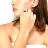 Anillo Dos Cuadros Con Piedras Preciosas De Plata