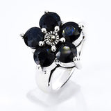 Anillo Flor Con Marquesita y Piedras Preciosas