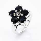 Anillo Flor Con Marquesita y Piedras Preciosas