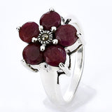 Anillo Flor Con Marquesita y Piedras Preciosas