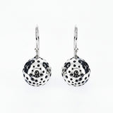 Aretes De Gancho Bola Dalmata De Plata