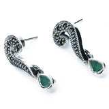 Aretes De Marquesita y Piedras Preciosas De Plata