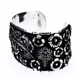 Brazalete Catrina Flores Oxidado De Plata
