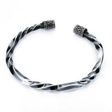 Brazalete Oxidado Torcido De Plata