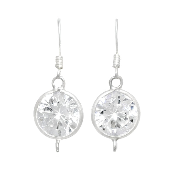 Aretes Gancho De Plata Con Circonia