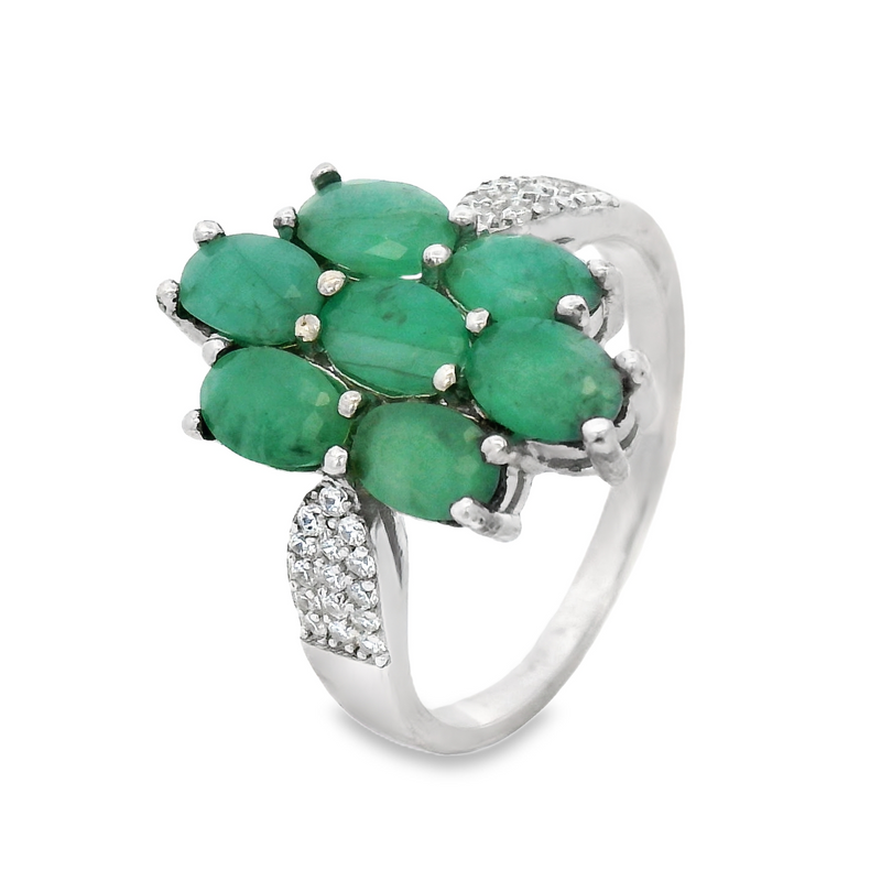 Anillo Piedra Natural con Circonia Esmeralda / 6