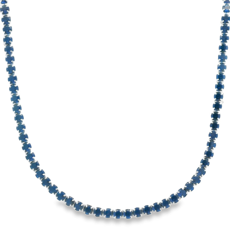 Collar Tenis de Plata con Circonia Azul