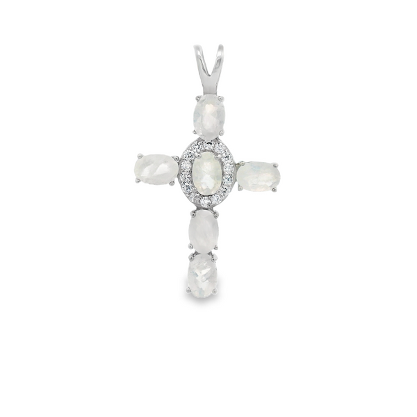 Cruz de Piedra Natural con Circonia Piedra Luna