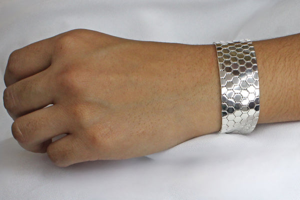 Brazalete de Piel de Vibora de Plata 16 cm